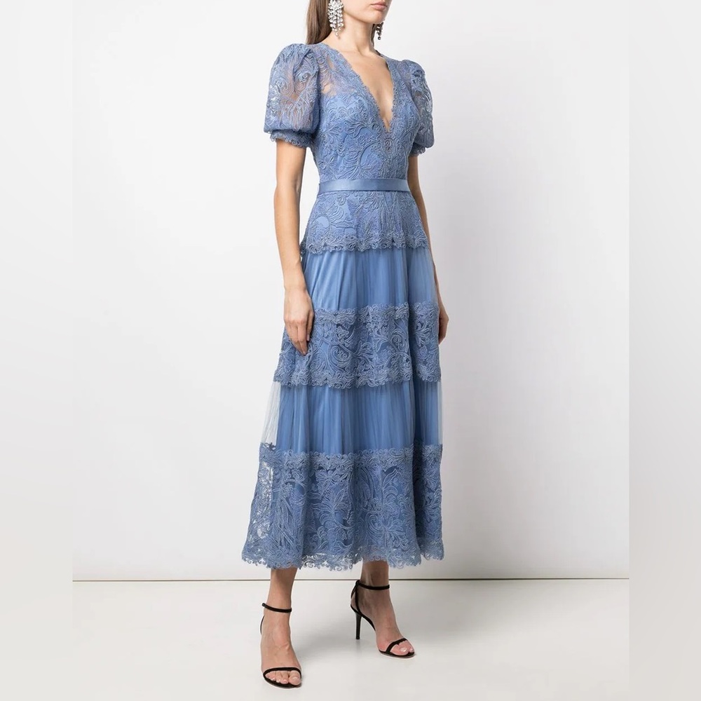 Tadashi Shoji Women's Blue Fatiha Floral-lace Dress